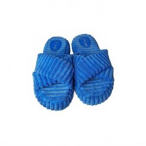 Free People Blue Ribbed Slide Sandals "Two Days in Ibiza" Size 8